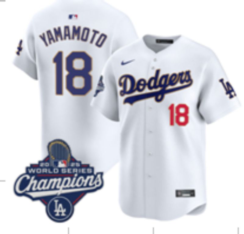 Men Los Angeles Dodgers #18 Yamamoto White blue Game 2026 Nike MLB Jersey 002